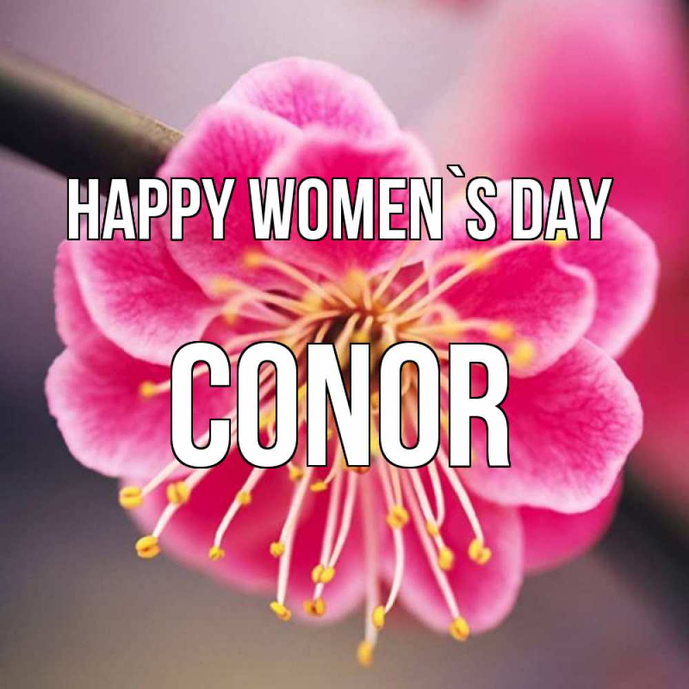 Greetings card с именем, Conor happy women`s day цветы Greetings with text for free download 